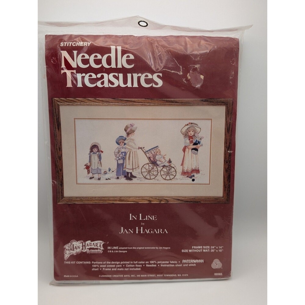 VTG Needle Treasures In Line Crewel Embroidery Kit Jan Hagara 00565 Victorian